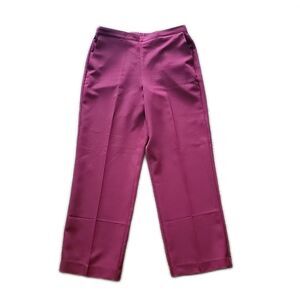 Alfred Dunner Pull On Pants ~ Sz 12P ~ Burgundy ~ High Rise ~ 28" Inseam